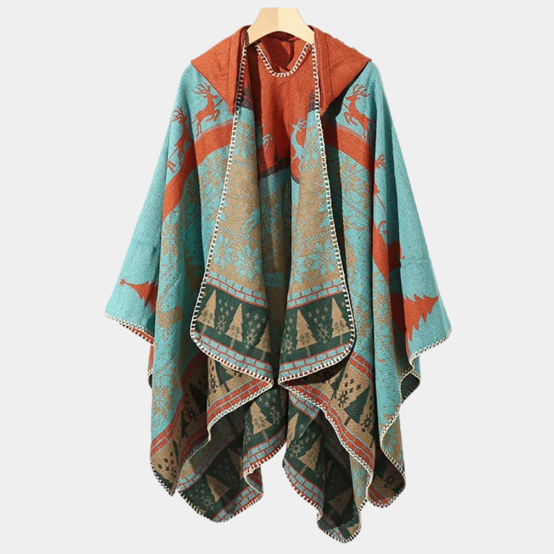 Poncho Homme Hiver Motifs Nordiques
