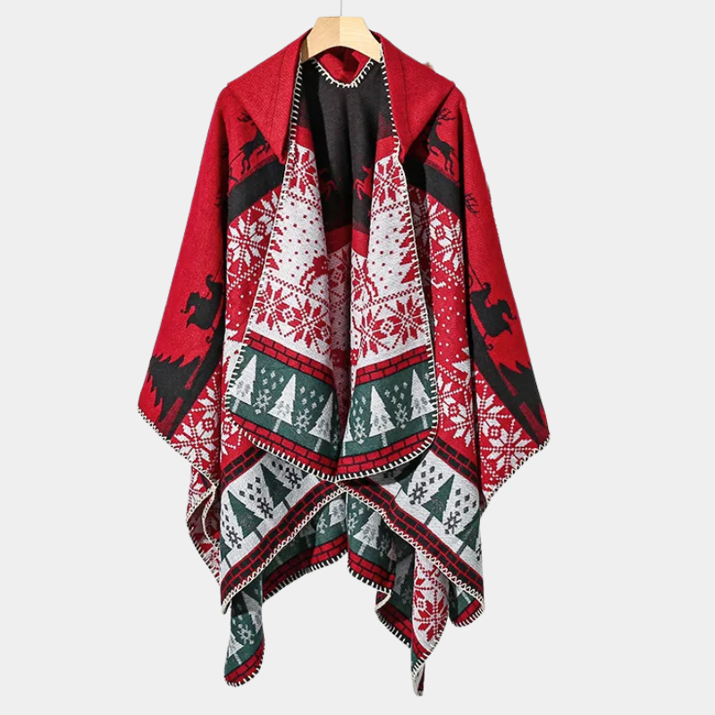 Poncho Homme Hiver Motifs Nordiques