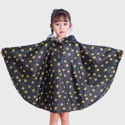 Poncho de Pluie Enfant Noir Citrons