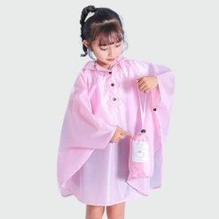 Poncho de Pluie Fille Rose