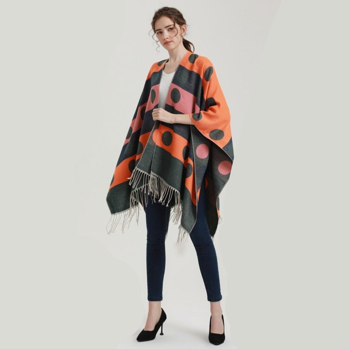 Poncho Femme à Grands Cercles