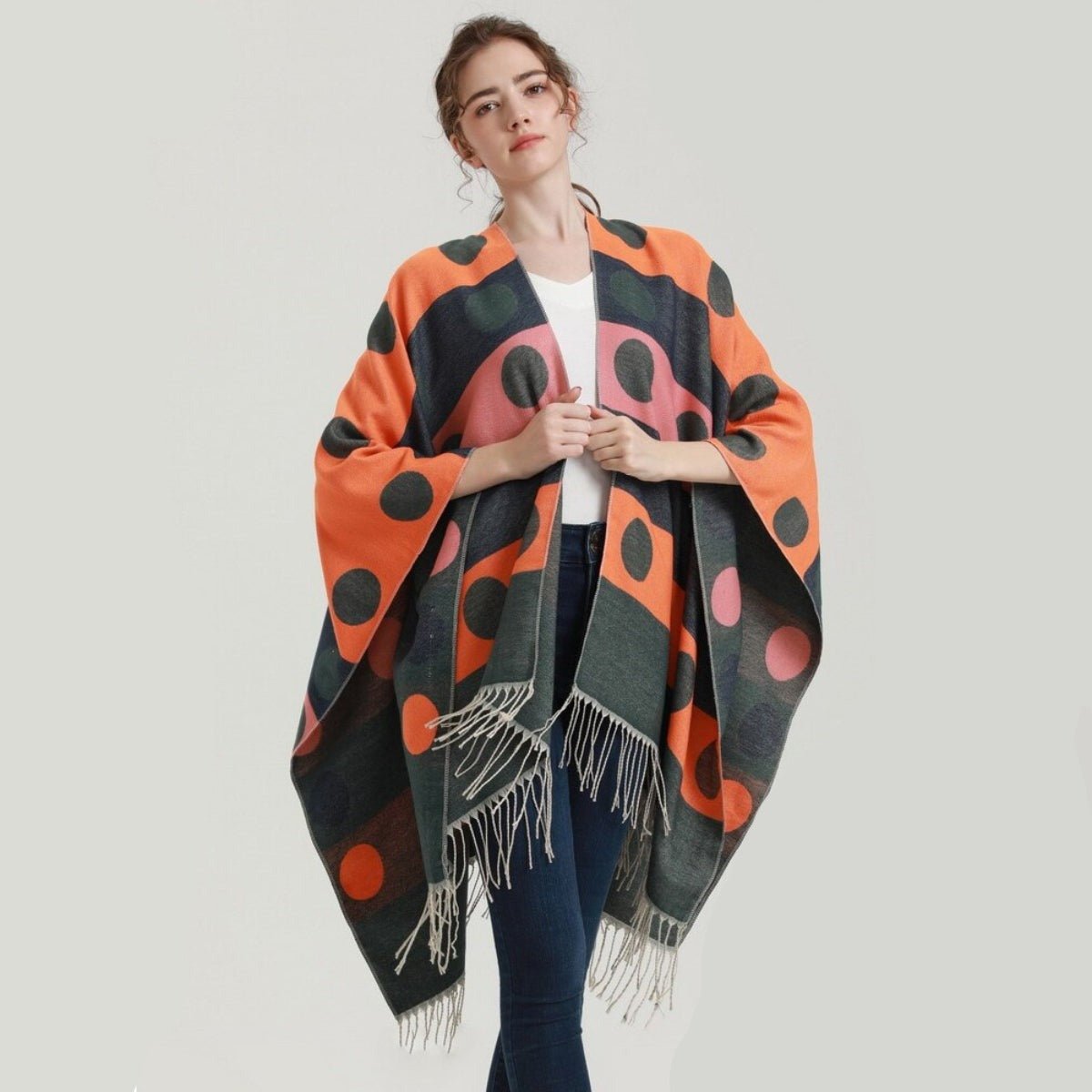 Poncho Femme à Grands Cercles