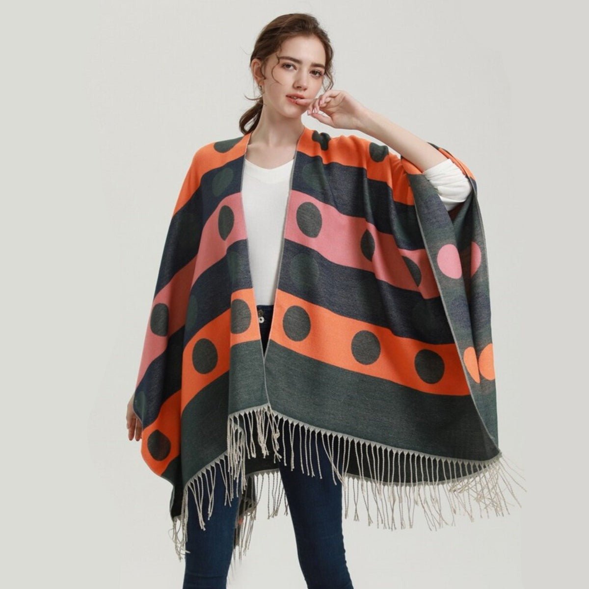 Poncho Femme à Grands Cercles
