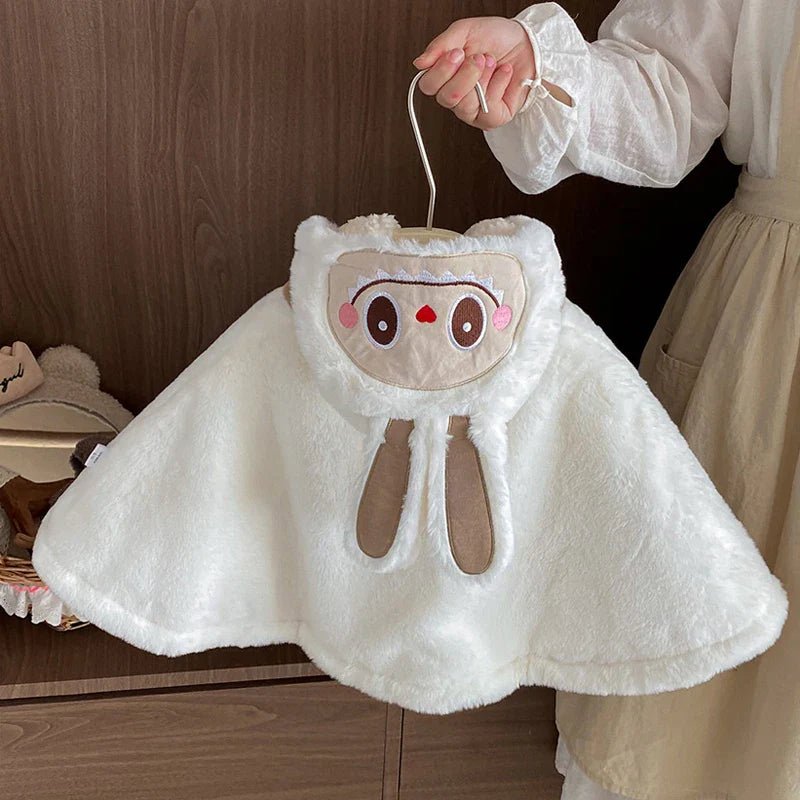 Poncho Bébé Moumoute Lapin Crème