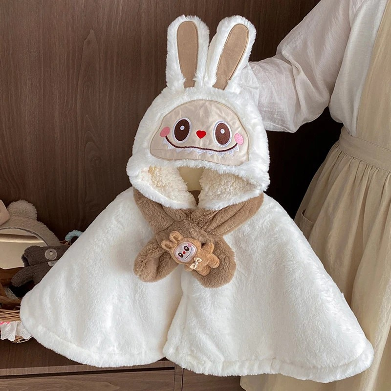 Poncho Bébé Moumoute Lapin Crème