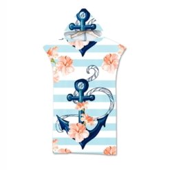 Poncho de Plage Femme Fleurs et Ancre