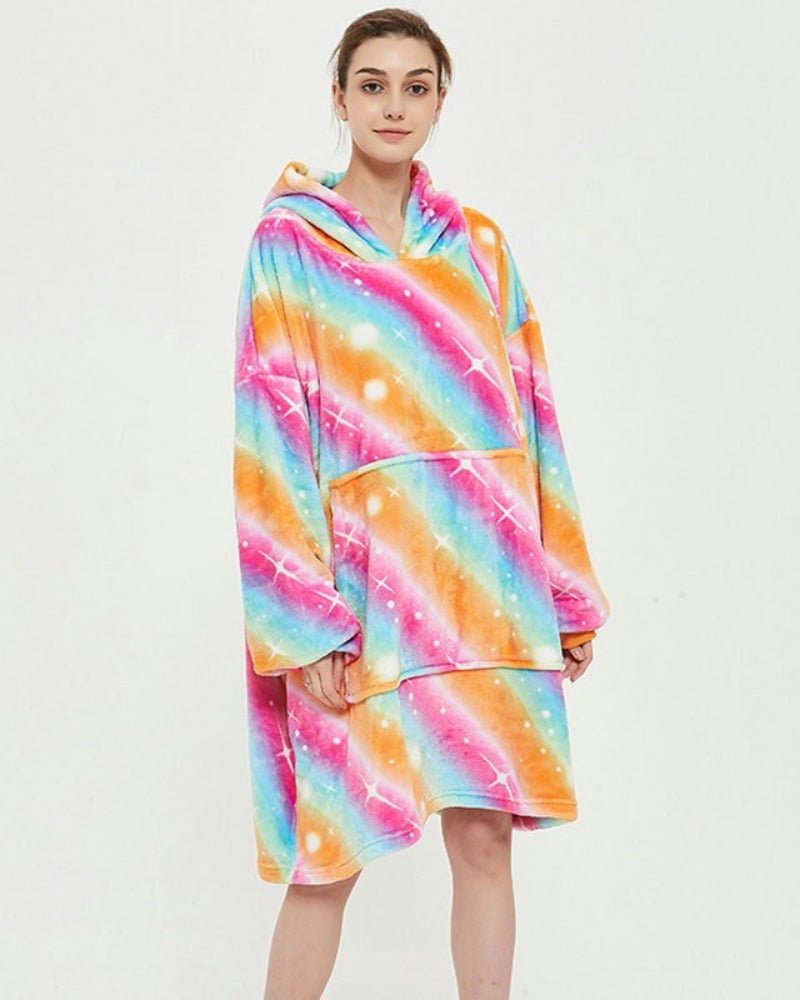 Poncho Plaid Arc-en-Ciel à Étoiles