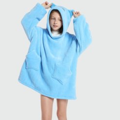 Poncho Plaid Enfant Chouette Bleue
