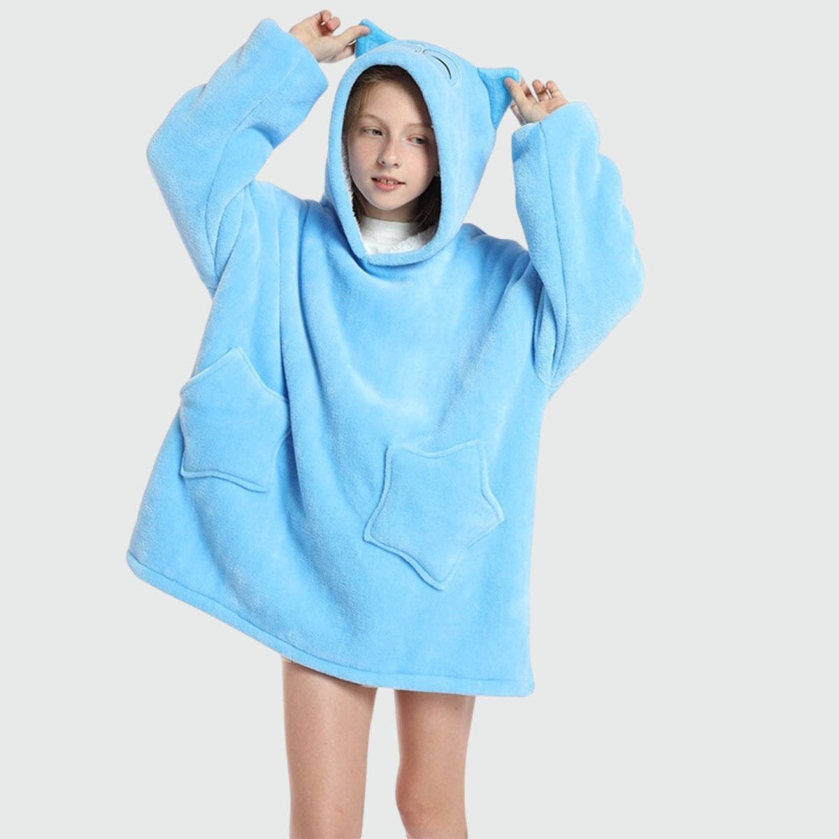 Poncho Plaid Enfant Chouette Bleue