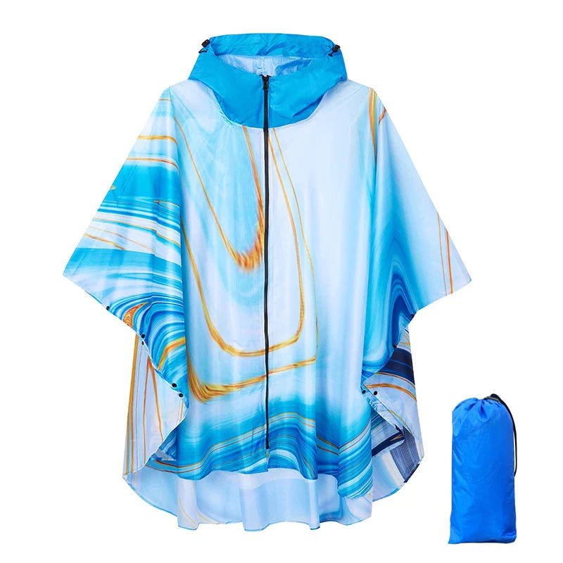 Poncho de Pluie Femme Bleu et Doré