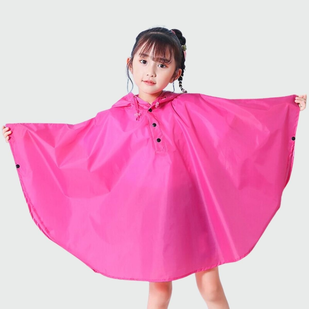 Poncho de Pluie Fille Rose Foncé