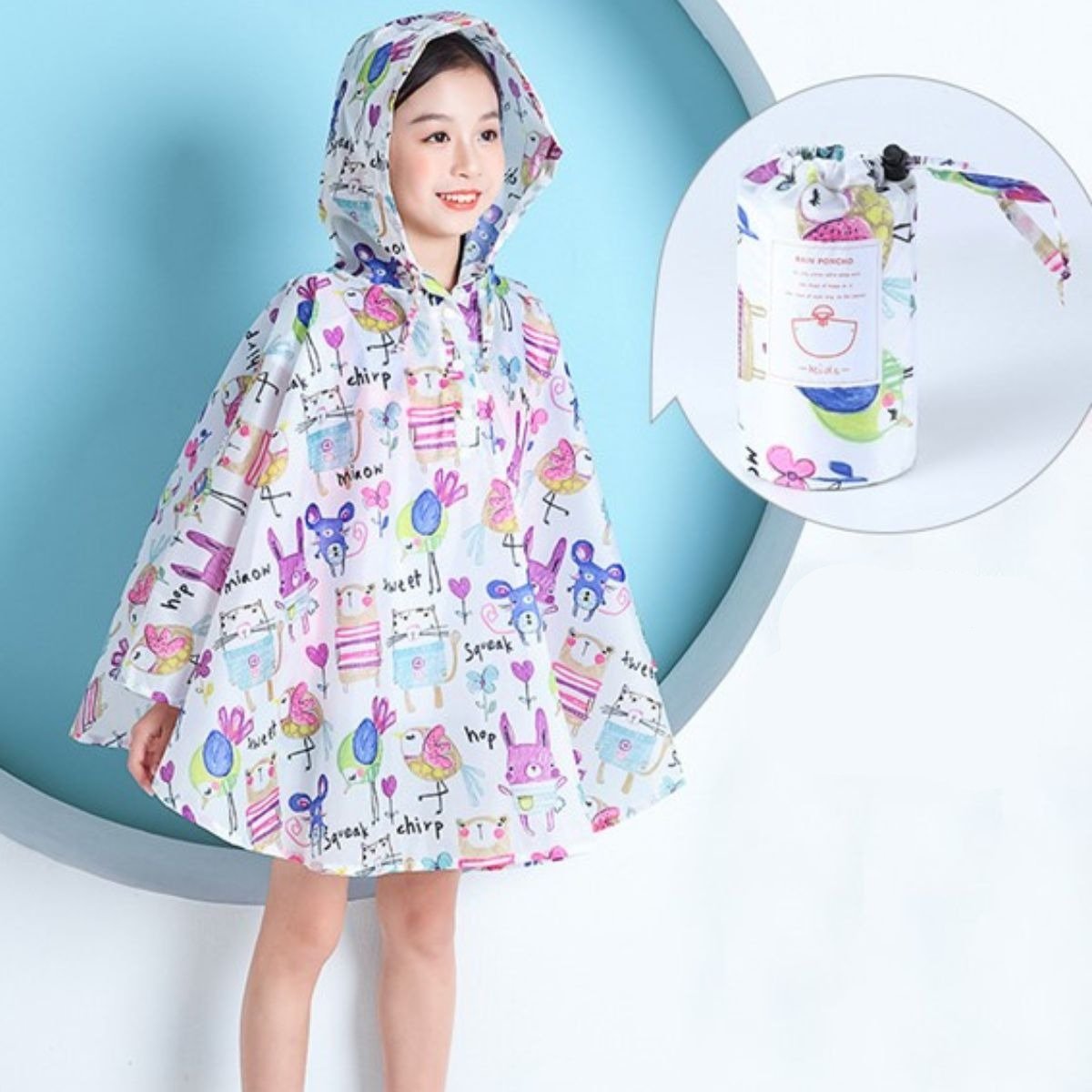 Poncho de Pluie Fille Motifs Animaux