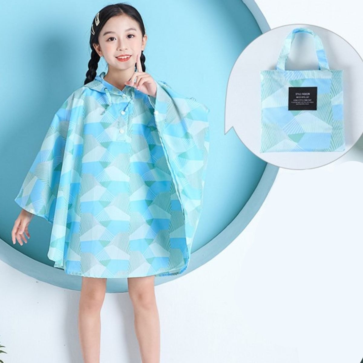 Poncho de Pluie Fille Bleu Dégradé