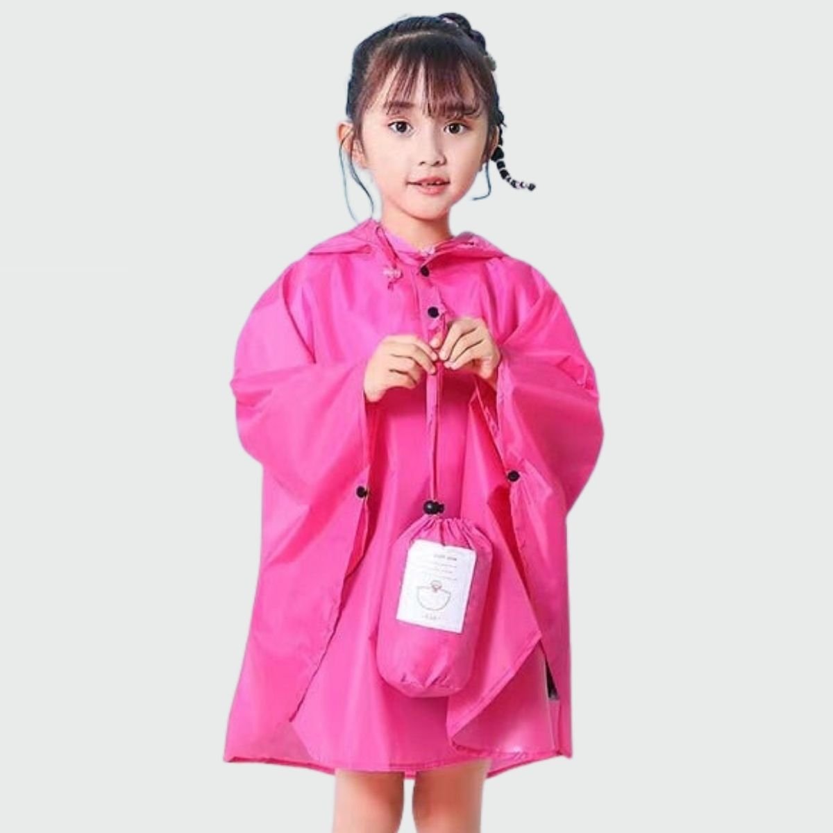 Poncho de Pluie Fille Rose Foncé