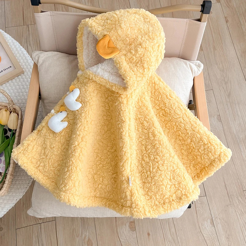 Poncho Bébé Canard Jaune Sherpa