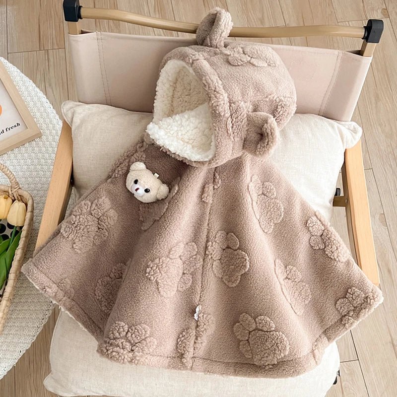 Poncho Bébé Polaire Ours Beige