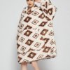 Poncho Polaire Femme Ethnique Beige