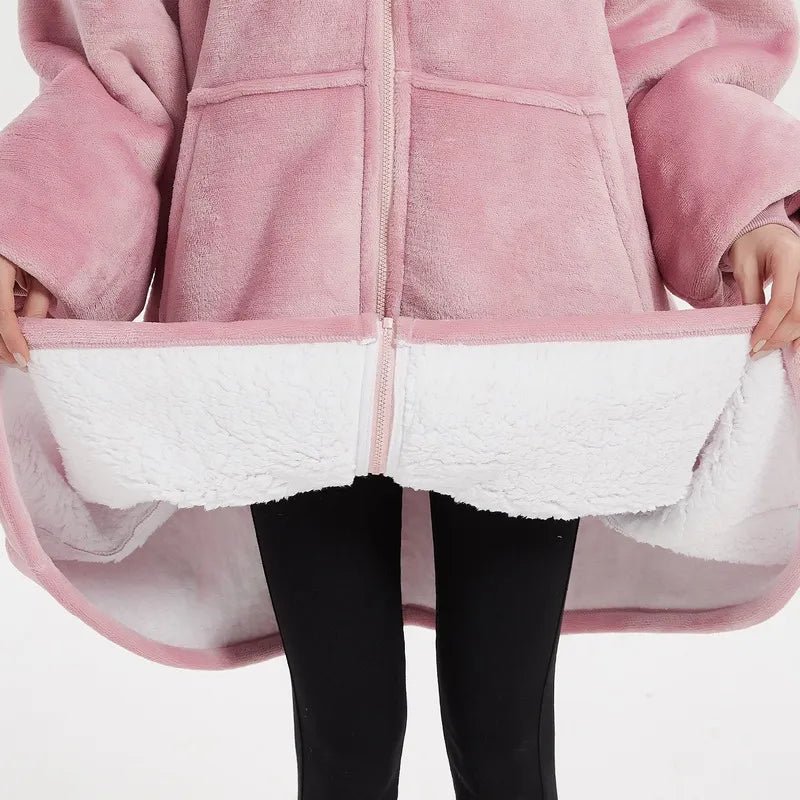 Poncho Polaire Femme Zippé à Capuche