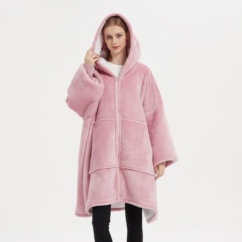 Poncho Polaire Femme Zippé à Capuche