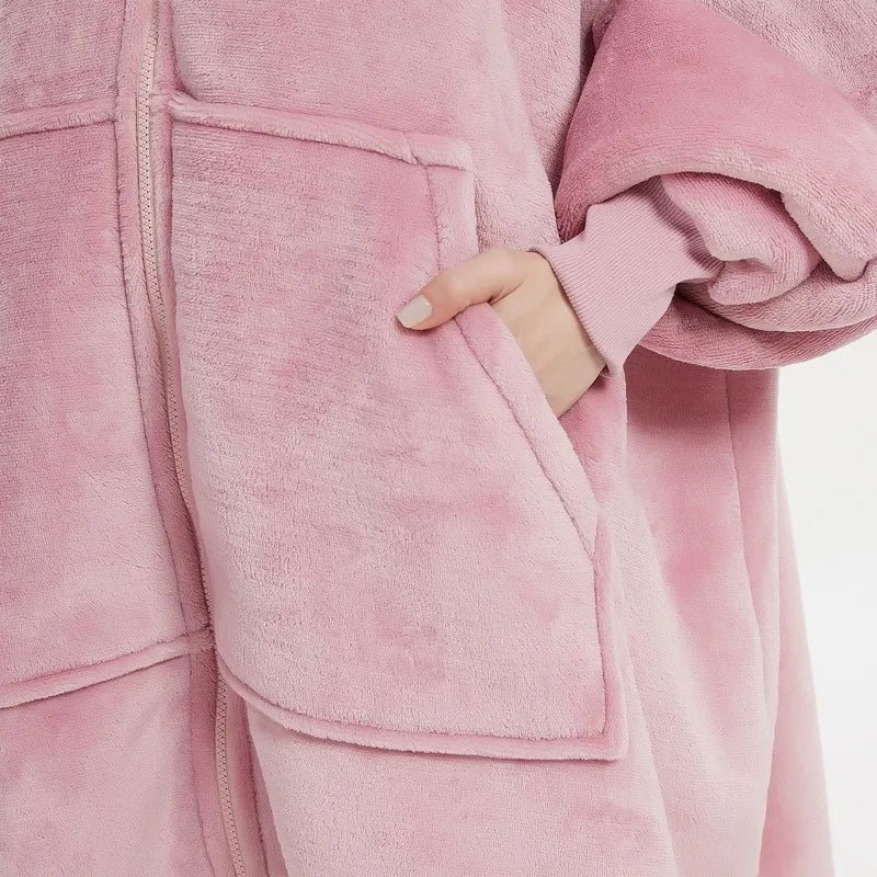 Poncho Polaire Femme Zippé à Capuche