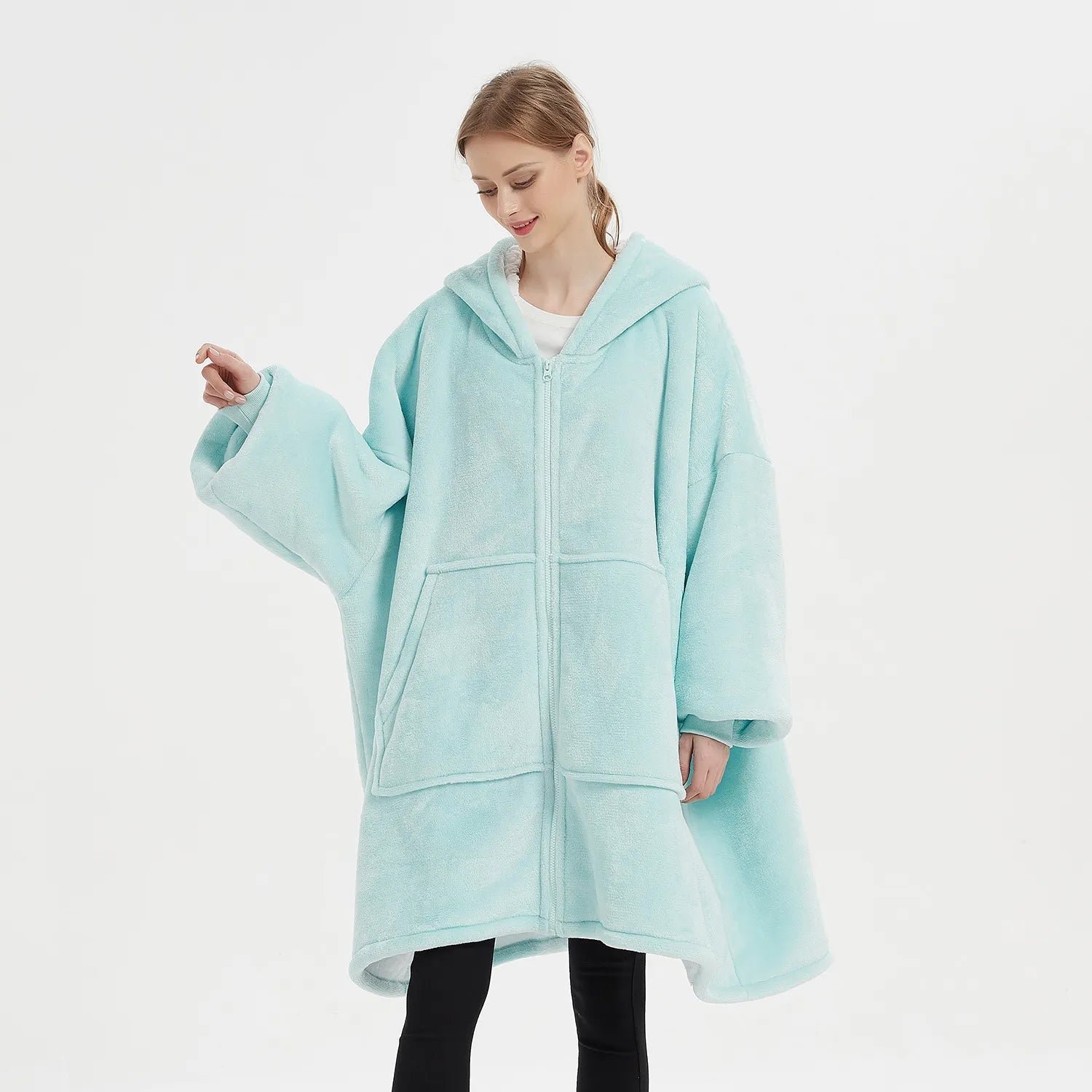 Poncho Polaire Femme Zippé à Capuche