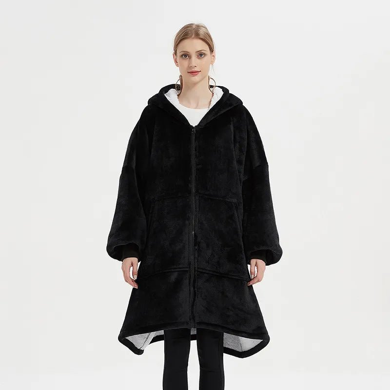 Poncho Polaire Femme Zippé à Capuche