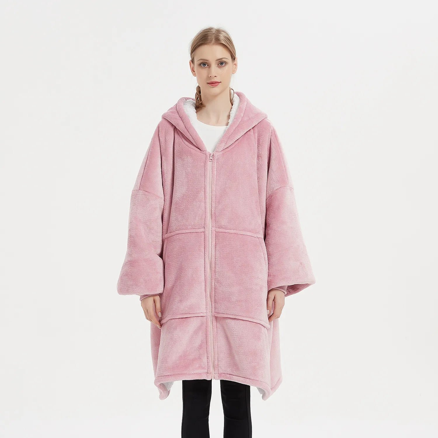 Poncho Polaire Femme Zippé à Capuche