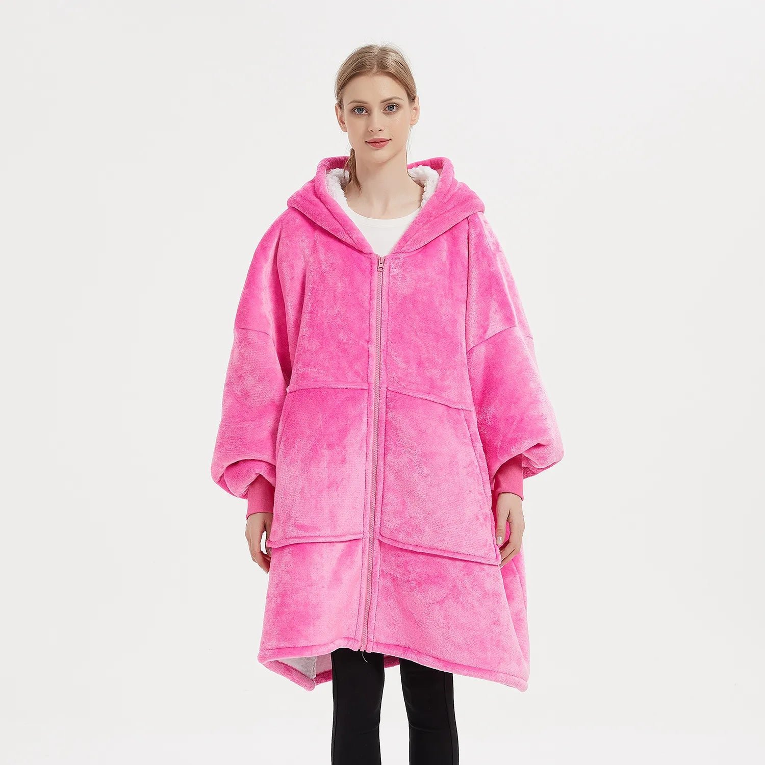 Poncho Polaire Femme Zippé à Capuche