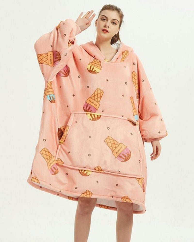 Poncho Polaire Femme Ice Cream Rose