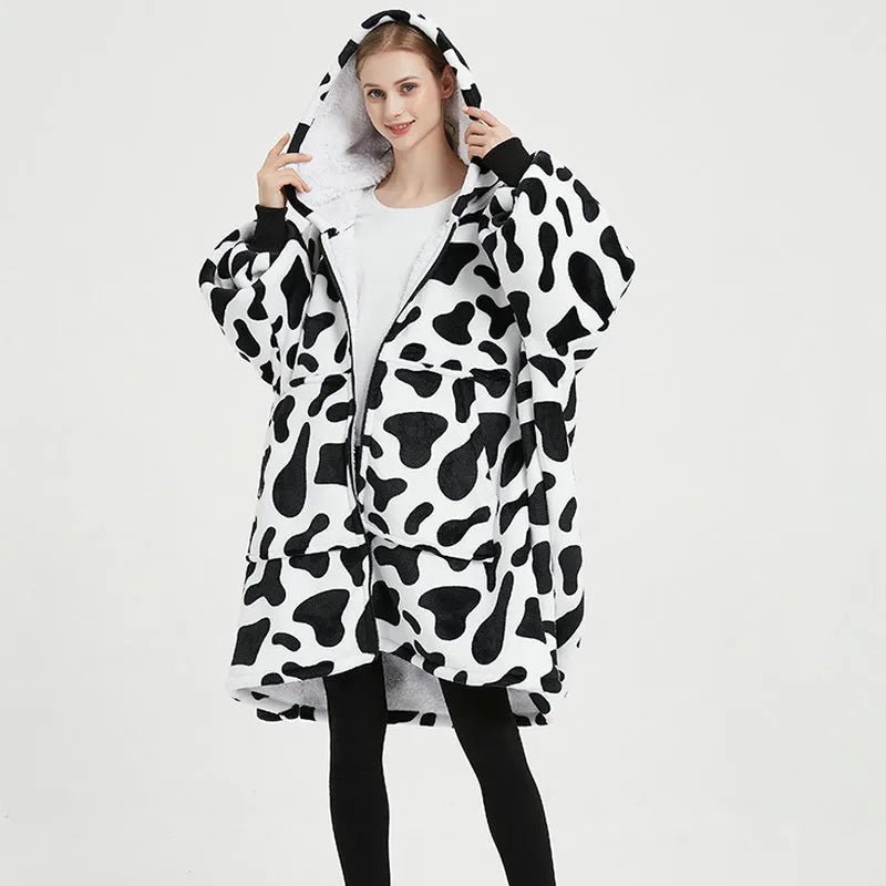 Poncho Polaire Femme Vache Zippé