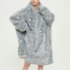 Poncho Polaire Femme Nuit Gris Étoilé