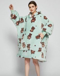 Poncho Polaire Femme Ours Vert