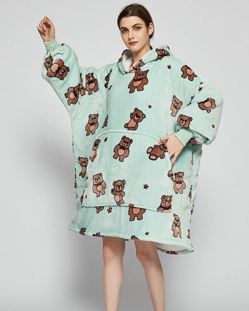 Poncho Polaire Femme Ours Vert
