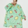 Poncho Polaire Femme Vert à Fruits