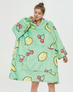 Poncho Polaire Femme Vert à Fruits