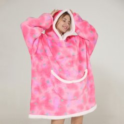 Poncho Polaire Femme Rose Étoilé