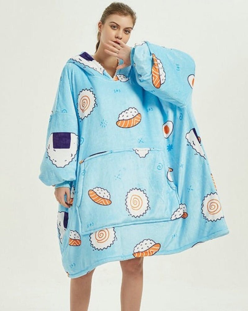 Poncho Polaire Femme Sushis Bleu