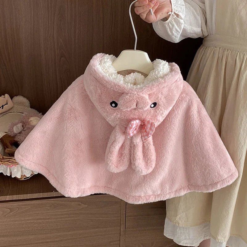 Poncho Bébé Évolutif Lapin Rose