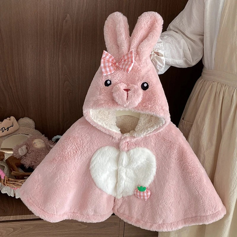 Poncho Bébé Évolutif Lapin Rose