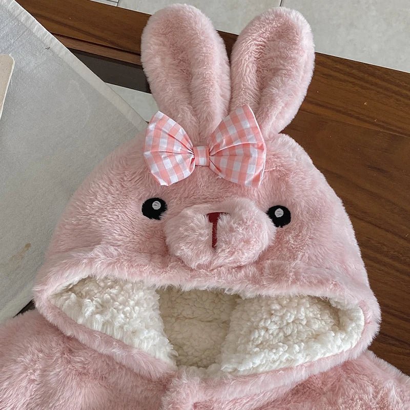 Poncho Bébé Évolutif Lapin Rose