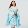 Poncho de Pluie Femme Bleu et Beige