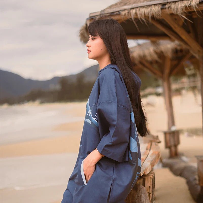Poncho de Surf Marin Bleu