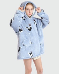 Sweat Plaid Enfant Bouledogue Bleu