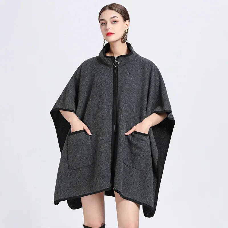 Veste Poncho Femme Zippée